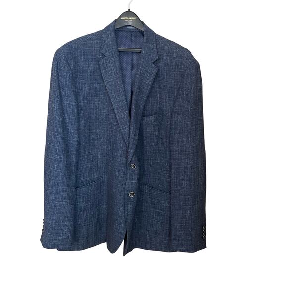 Joseph Abboud Mens 50 Regular Indigo Blue Tollegno 1900 Sport Coat Wool Blazer - Picture 1 of 15
